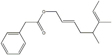 Phenylacetic acid 5,6-dimethyl-2,6-octadienyl ester Structure