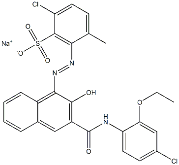 2-Chloro-5-methyl-6-[[3-[[(4-chloro-2-ethoxyphenyl)amino]carbonyl]-2-hydroxy-1-naphtyl]azo]benzenesulfonic acid sodium salt 结构式