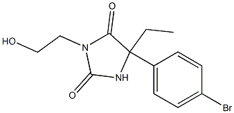 5-(p-ブロモフェニル)-5-エチル-3-(2-ヒドロキシエチル)ヒダントイン 化学構造式