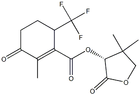 3-Methyl-1-(trifluoromethyl)-4-oxo-2-cyclohexene-2-carboxylic acid [(R)-tetrahydro-4,4-dimethyl-2-oxofuran]-3-yl ester Struktur