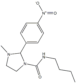 1-Methyl-2-(4-nitrophenyl)-3-(butylcarbamoyl)imidazolidine 结构式