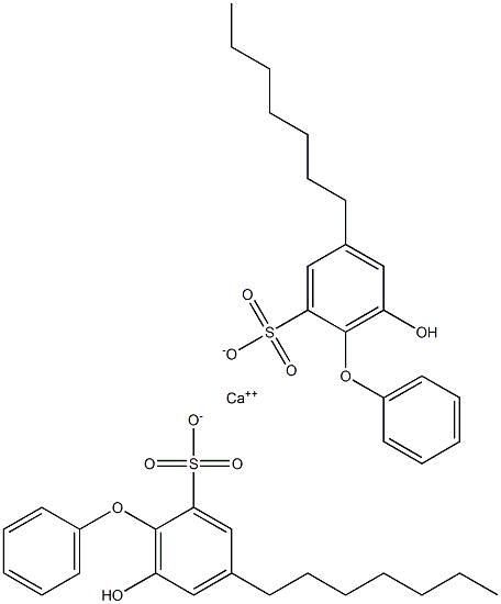Bis(6-hydroxy-4-heptyl[oxybisbenzene]-2-sulfonic acid)calcium salt,,结构式