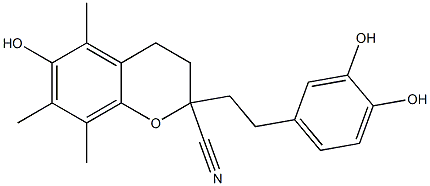 5,7,8-Trimethyl-6-hydroxy-2-[2-(3,4-dihydroxyphenyl)ethyl]-3,4-dihydro-2H-1-benzopyran-2-carbonitrile Structure