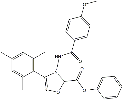 4,5-Dihydro-3-(2,4,6-trimethylphenyl)-4-(4-methoxybenzoylamino)-5-phenyl-1,2,4-oxadiazole-5-carboxylic acid Struktur