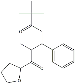 1-[(テトラヒドロフラン)-2-イル]-2,6,6-トリメチル-3-フェニル-1,5-ヘプタンジオン 化学構造式