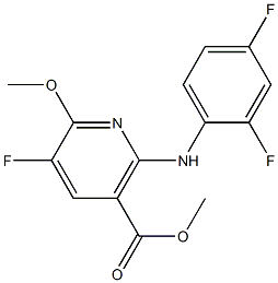2-[(2,4-ジフルオロフェニル)アミノ]-5-フルオロ-6-メトキシニコチン酸メチル 化学構造式