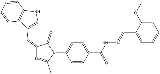 4-[[4,5-Dihydro-4-[(1H-indol-3-yl)methylene]-2-methyl-5-oxo-1H-imidazol]-1-yl]-N'-(2-methoxybenzylidene)benzhydrazide Struktur