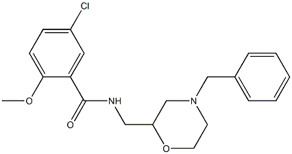 N-(4-ベンジルモルホリン-2-イルメチル)-5-クロロ-2-メトキシベンズアミド 化学構造式