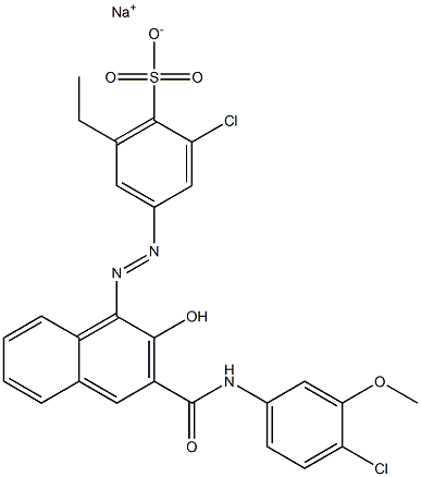 2-Chloro-6-ethyl-4-[[3-[[(4-chloro-3-methoxyphenyl)amino]carbonyl]-2-hydroxy-1-naphtyl]azo]benzenesulfonic acid sodium salt Structure