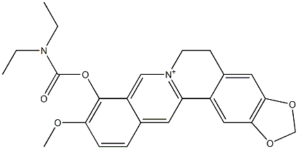 5,6-Dihydro-9-(diethylcarbamoyloxy)-10-methoxybenzo[g]-1,3-benzodioxolo[5,6-a]quinolizinium Struktur