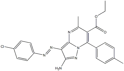 2-アミノ-3-(4-クロロフェニルアゾ)-5-メチル-7-(4-メチルフェニル)ピラゾロ[1,5-a]ピリミジン-6-カルボン酸エチル 化学構造式