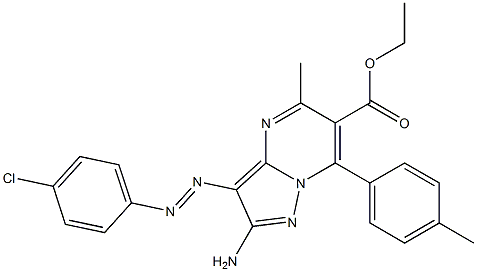 2-Amino-3-(4-chlorophenylazo)-5-methyl-7-(4-methylphenyl)pyrazolo[1,5-a]pyrimidine-6-carboxylic acid ethyl ester 结构式