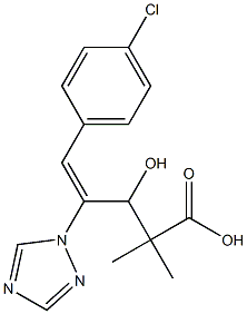 (E)-5-(4-クロロフェニル)-2,2-ジメチル-4-(1H-1,2,4-トリアゾール-1-イル)-3-ヒドロキシ-4-ペンテン酸 化学構造式