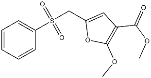 5-Phenylsulfonylmethyl-2-methoxyfuran-3-carboxylic acid methyl ester 结构式