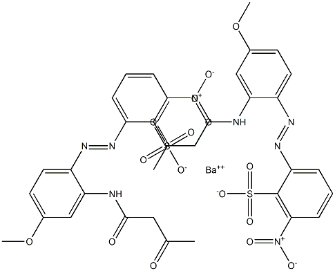 Bis[2-[2-(1,3-dioxobutylamino)-4-methoxyphenylazo]-6-nitrobenzenesulfonic acid]barium salt,,结构式