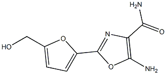 5-Amino-2-(5-hydroxymethyl-2-furanyl)oxazole-4-carboxamide 结构式