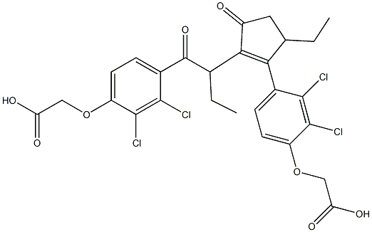 2-[4-[2-[1-[4-(Carboxymethoxy)-2,3-dichlorobenzoyl]propyl]-3-oxo-5-ethyl-1-cyclopentenyl]-2,3-dichlorophenoxy]acetic acid,,结构式