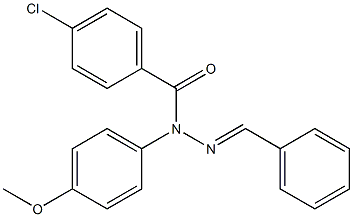 1-ベンジリデン-2-(p-クロロベンゾイル)-2-(p-メトキシフェニル)ヒドラジン 化学構造式