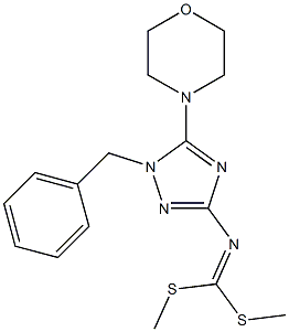 (2-Benzyl-3-morpholino-2H-1,2,4-triazol-5-yl)imidodithiocarbonic acid dimethyl ester Structure