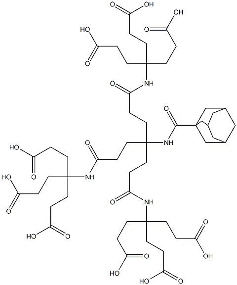 N-[1,1-ビス[2-[[[1,1-ビス(2-カルボキシエチル)-3-カルボキシプロピル]アミノ]カルボニル]エチル]-3-[[[1,1-ビス(2-カルボキシエチル)-3-カルボキシプロピル]アミノ]カルボニル]プロピル]アダマンタン-1-カルボアミド 化学構造式