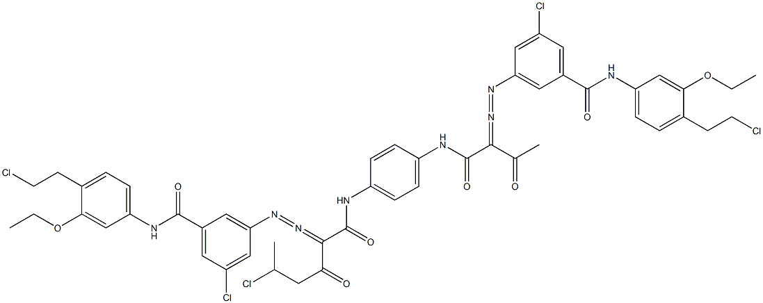 3,3'-[2-(1-Chloroethyl)-1,4-phenylenebis[iminocarbonyl(acetylmethylene)azo]]bis[N-[4-(2-chloroethyl)-3-ethoxyphenyl]-5-chlorobenzamide] 结构式
