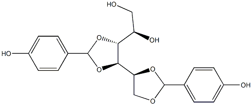 1-O,2-O:3-O,4-O-ビス(4-ヒドロキシベンジリデン)-D-グルシトール 化学構造式
