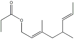 プロピオン酸3,5-ジメチル-2,6-オクタジエニル 化学構造式