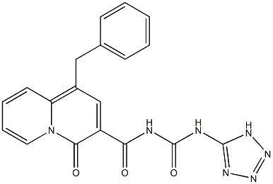 1-Benzyl-N-[[(1H-tetrazol-5-yl)amino]carbonyl]-4-oxo-4H-quinolizine-3-carboxamide,,结构式