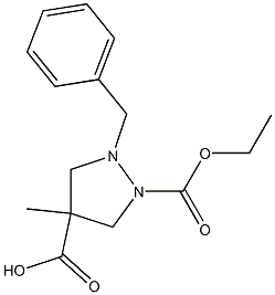 1-Benzylpyrazolidine-2,4-dicarboxylic acid 2-ethyl 4-methyl ester Struktur