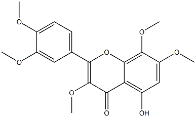 5-ヒドロキシ-3',3,4',7,8-ペンタメトキシフラボン 化学構造式
