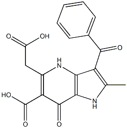 3-ベンゾイル-1-カルボキシメチル-4,7-ジヒドロ-2-メチル-7-オキソ-1H-ピロロ[3,2-b]ピリジン-6-カルボン酸 化学構造式