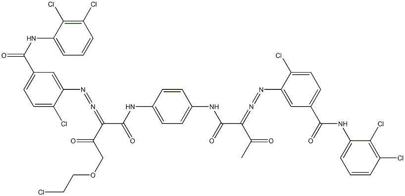 3,3'-[2-[(2-Chloroethyl)oxy]-1,4-phenylenebis[iminocarbonyl(acetylmethylene)azo]]bis[N-(2,3-dichlorophenyl)-4-chlorobenzamide],,结构式