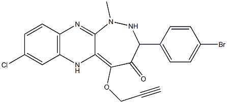 8-(p-Bromophenyl)-2-chloro-6-methyl-10-(2-propynyloxy)-6,7-dihydro-5,6,7,11-tetraaza-11H-cyclohepta[b]naphthalen-9(8H)-one Struktur