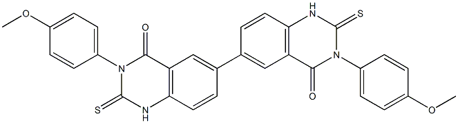 1,1',2,2'-Tetrahydro-3,3'-bis(4-methoxyphenyl)-2,2'-dithioxo[6,6'-biquinazoline]-4,4'(3H,3'H)-dione,,结构式