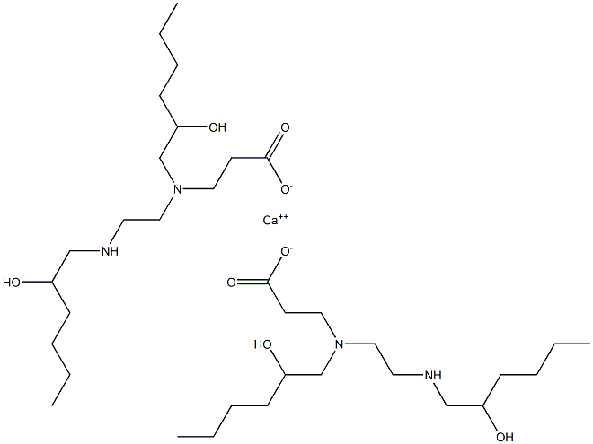 Bis[3-[N-(2-hydroxyhexyl)-N-[2-(2-hydroxyhexylamino)ethyl]amino]propionic acid]calcium salt Structure
