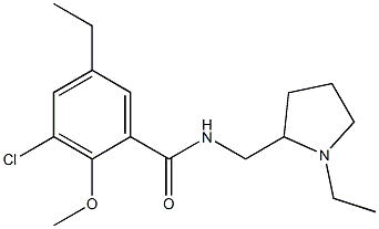 N-[(1-Ethyl-2-pyrrolidinyl)methyl]-2-methoxy-3-chloro-5-ethylbenzamide Struktur