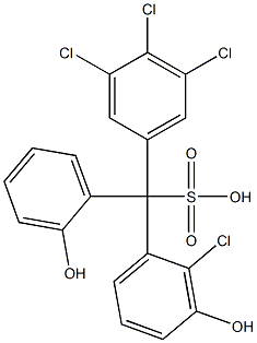 (2-Chloro-3-hydroxyphenyl)(3,4,5-trichlorophenyl)(2-hydroxyphenyl)methanesulfonic acid Struktur