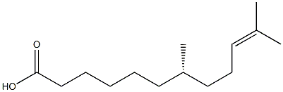 [S,(-)]-7,11-ジメチル-10-ドデセン酸 化学構造式