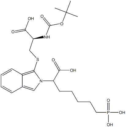 S-[2-(6-Phosphono-1-carboxyhexyl)-2H-isoindol-1-yl]-N-[(tert-butyloxy)carbonyl]-L-cysteine 结构式