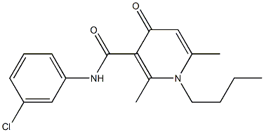 N-(3-クロロフェニル)-1-ブチル-2,6-ジメチル-4-オキソ-1,4-ジヒドロ-3-ピリジンカルボアミド 化学構造式