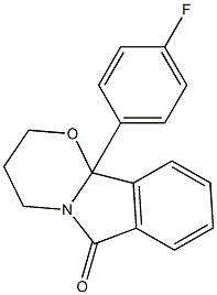 3,4-Dihydro-10b-(4-fluorophenyl)-2H-[1,3]oxazino[2,3-a]isoindol-6(10bH)-one Struktur