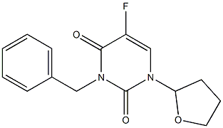 3-ベンジル-1-[(テトラヒドロフラン)-2-イル]-5-フルオロウラシル 化学構造式