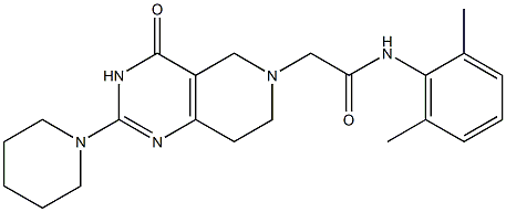 2-[(2-ピペリジノ-3,4,5,6,7,8-ヘキサヒドロ-4-オキソピリド[4,3-d]ピリミジン)-6-イル]-2',6'-ジメチルアセトアニリド 化学構造式