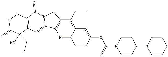 4,12-Dihydro-4,11-diethyl-4-hydroxy-9-[4-(1-piperidinyl)-1-piperidinylcarbonyloxy]-1H-pyrano[3',4':6,7]indolizino[1,2-b]quinoline-3,14-dione 结构式