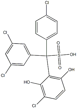 (4-Chlorophenyl)(3,5-dichlorophenyl)(3-chloro-2,6-dihydroxyphenyl)methanesulfonic acid Structure