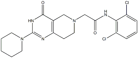 2-[(2-ピペリジノ-3,4,5,6,7,8-ヘキサヒドロ-4-オキソピリド[4,3-d]ピリミジン)-6-イル]-2',6'-ジクロロアセトアニリド 化学構造式