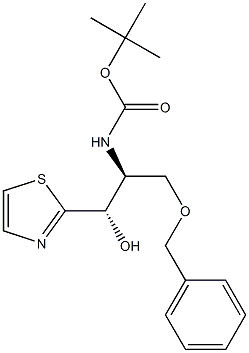 (1S,2S)-3-(Benzyloxy)-2-(tert-butyloxycarbonylamino)-1-(2-thiazolyl)propan-1-ol Structure