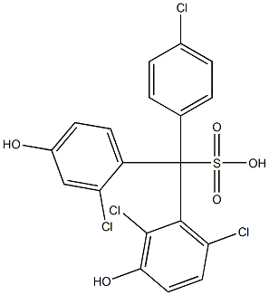 (4-クロロフェニル)(2-クロロ-4-ヒドロキシフェニル)(2,6-ジクロロ-3-ヒドロキシフェニル)メタンスルホン酸 化学構造式