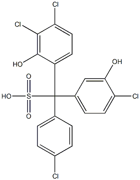 (4-クロロフェニル)(4-クロロ-3-ヒドロキシフェニル)(3,4-ジクロロ-2-ヒドロキシフェニル)メタンスルホン酸 化学構造式