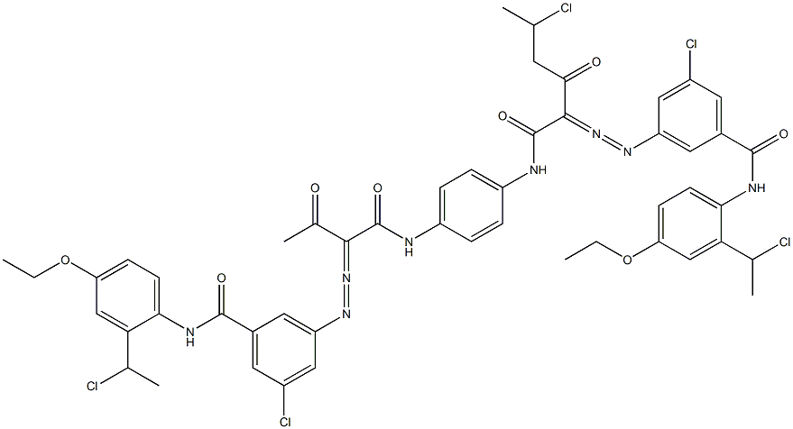 3,3'-[2-(1-Chloroethyl)-1,4-phenylenebis[iminocarbonyl(acetylmethylene)azo]]bis[N-[2-(1-chloroethyl)-4-ethoxyphenyl]-5-chlorobenzamide] Structure